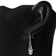 Long Labradorite Trinity Knot Silver Earrings - e301